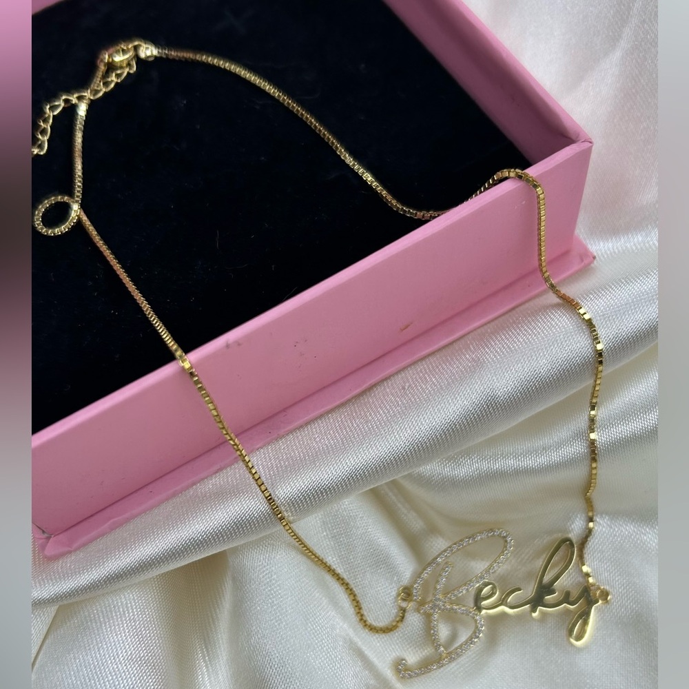 Sterling Silver (925) Custom Name Becky in Gold tone Necklace 18”